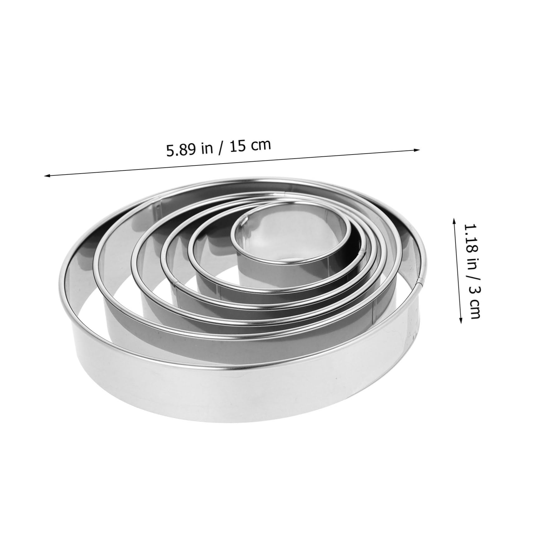 Cabilock 6Pcs Round Cake Ring Stainless Steel Mousse Molds for Baking Versatile Pastry Rings Cookie Cutters for Cakes Muffins and Doughnuts