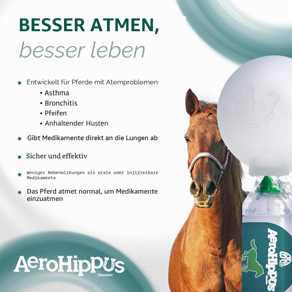 AEROHIPPUS Equine Aerosolkammer mit Flow-Vu IFI Pferde-Inhalator für Atemwegserkrankungen