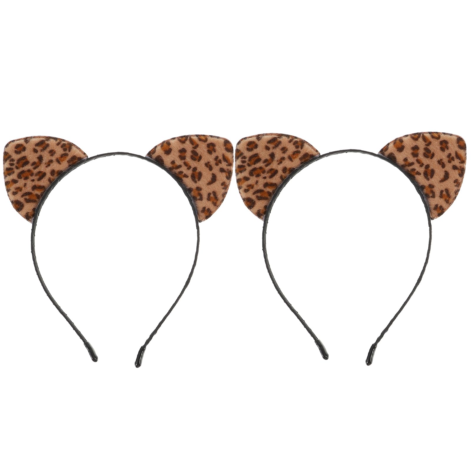 FRCOLOR 2PCS Leopard Cat Ears Headband Anime Cartoon Halloween Headwear Metal Ears Headband for Halloween Costume Party Carnival Christmas New Years Eve
