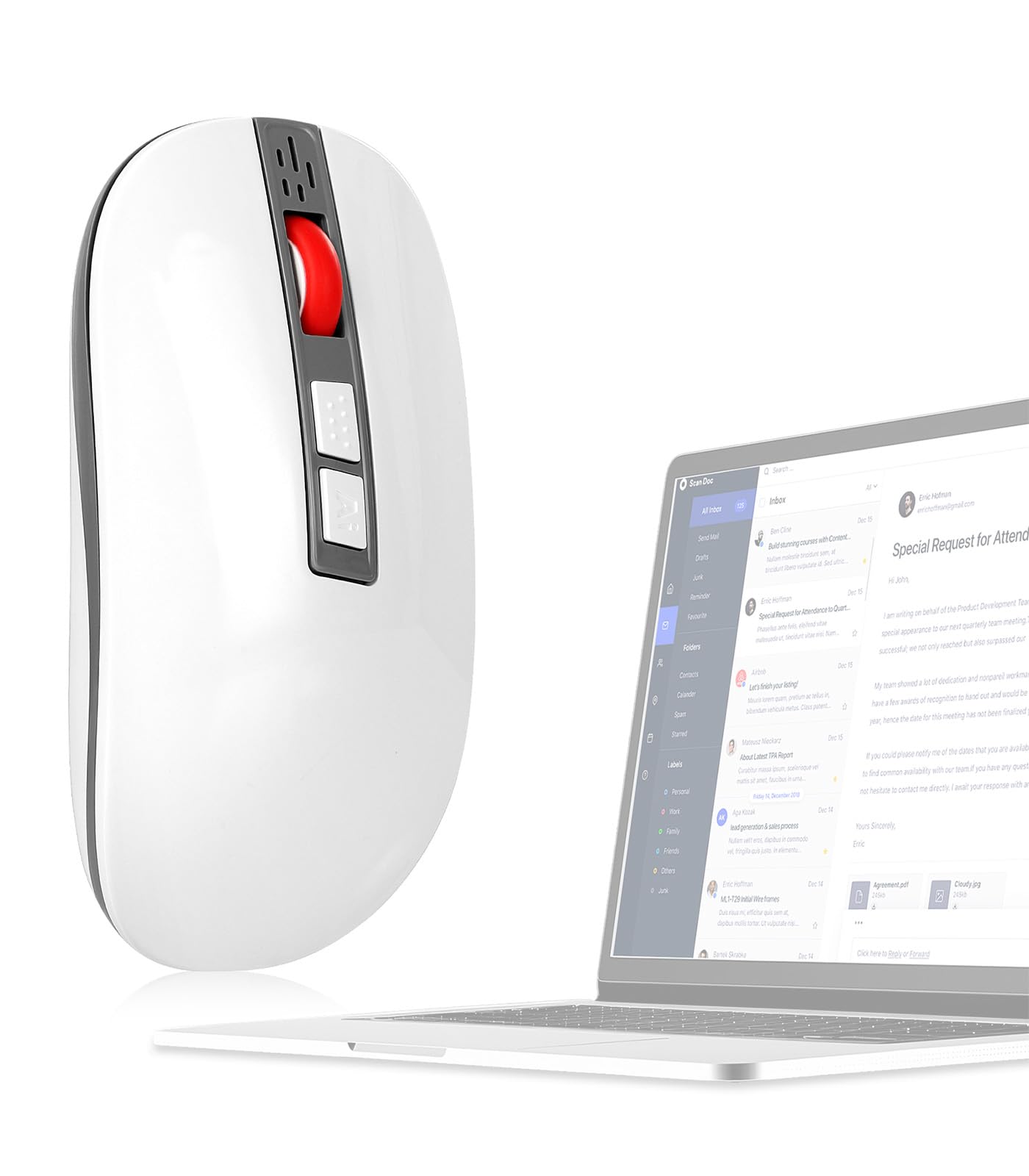 Photo 1 of CLANMOU AI Mouse, AI Voice & Audio Recorder, AI Real-Time Transcription, Translation & Summarization, Ergonomic Presenter Remote, for Office Remote Work High-Performance Device