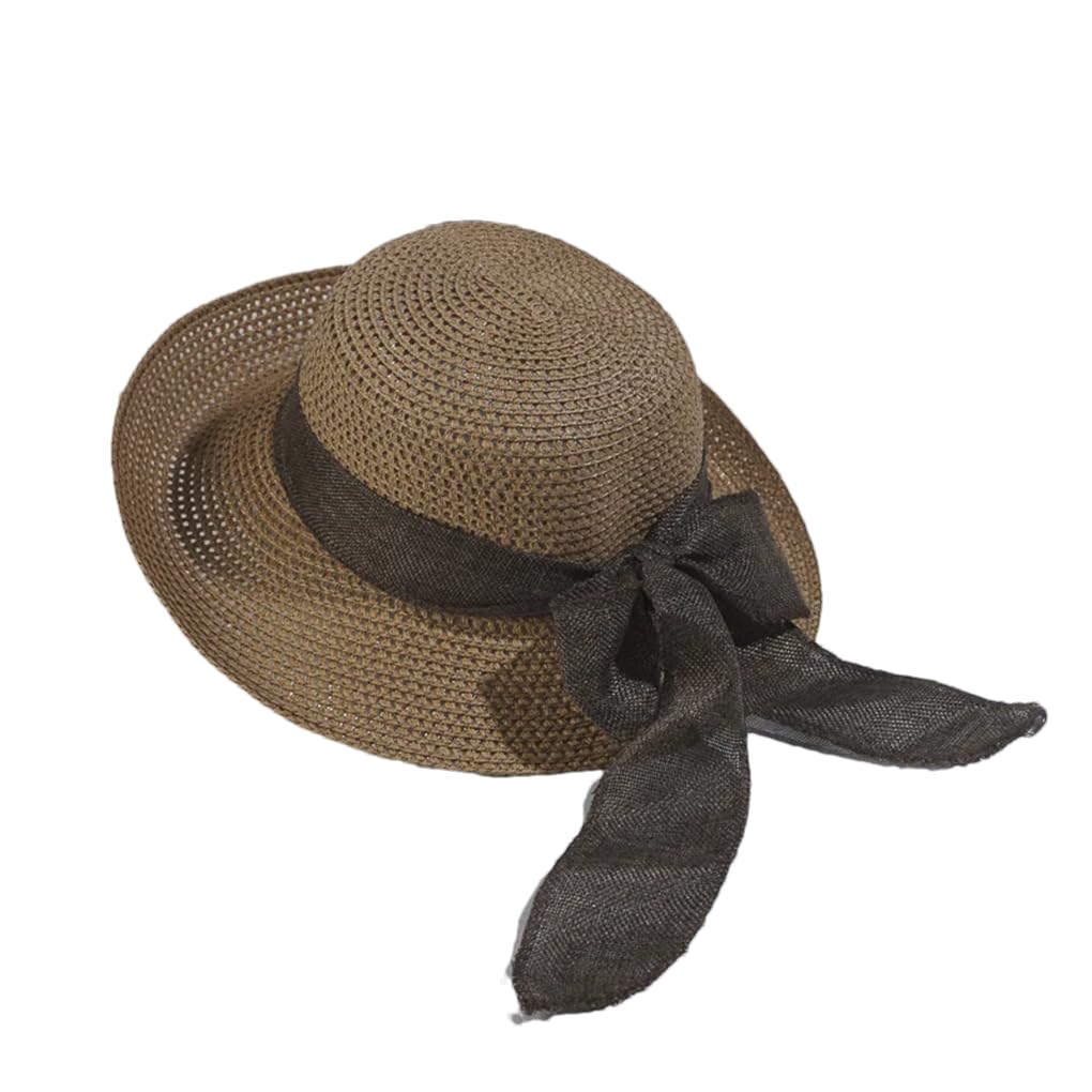 Cappello vintage con fiocco pieghevole Strawfedora per le donne cappello da viaggio all'aperto