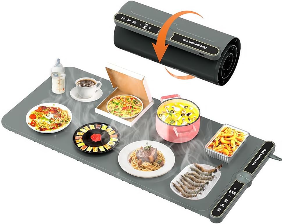 Tiiyee Warming Mat for Food Extra Large 31.5"x15" - Electric Warming Tray Silicone Heating Pad, Portable Food Warmer for Chafing Dishes & Buffet with 9 Temp Settings & 6H Timer for Parties Kitchen