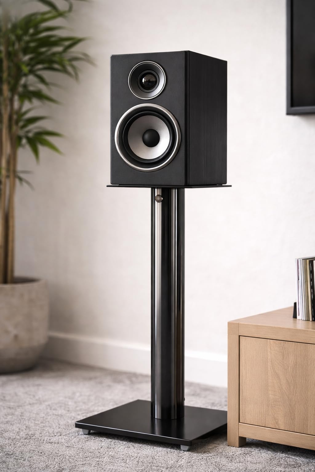Sonorous SP100-40 Nero – Supporti da Pavimento per Diffusori 40 cm (Coppia) | Alluminio e Vetro Temperato | Fino a 20 kg per Supporto | Gestione Cavi Integrata.
