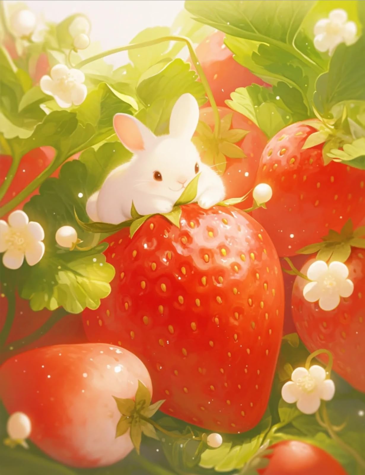 Stithej Strawberry Rabbit Stamped Cross Stitch Kit 19.7x15.7 in Beginner