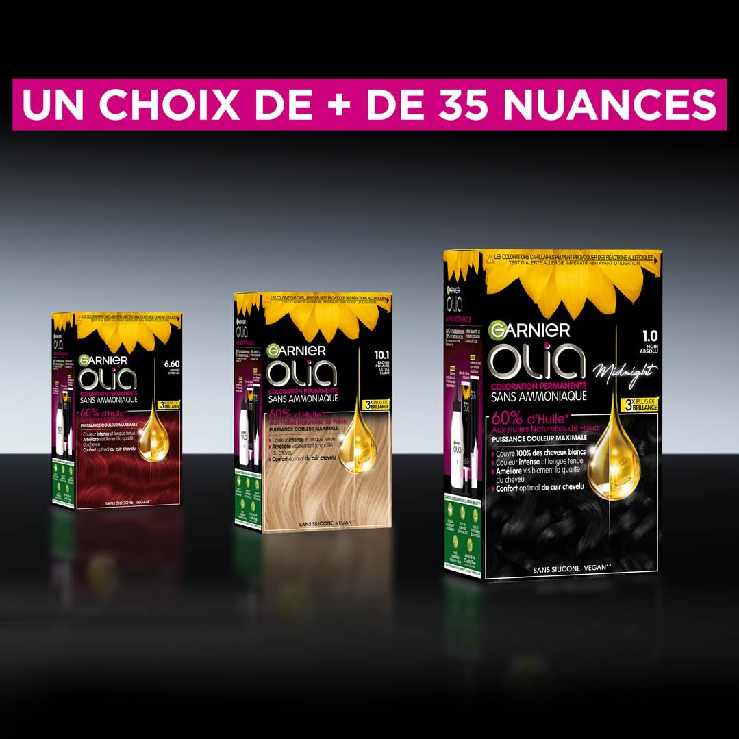 Garnier Coloration Permanente - Sans Ammoniaque - Aux Huiles Naturelles de Fleurs - Carmin Velours (4.62) - Olia