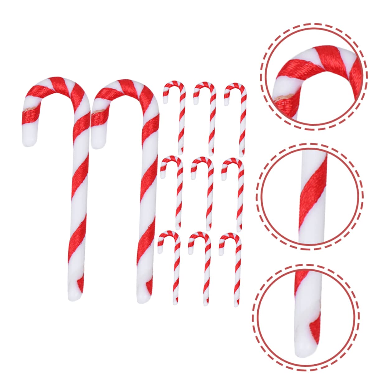 5 Sets Weihnachtsschmuck Zuckerstangen-Dekorationen Roter Christbaumschmuck Spazierstock-Stil Festlich 60 Stück * 5