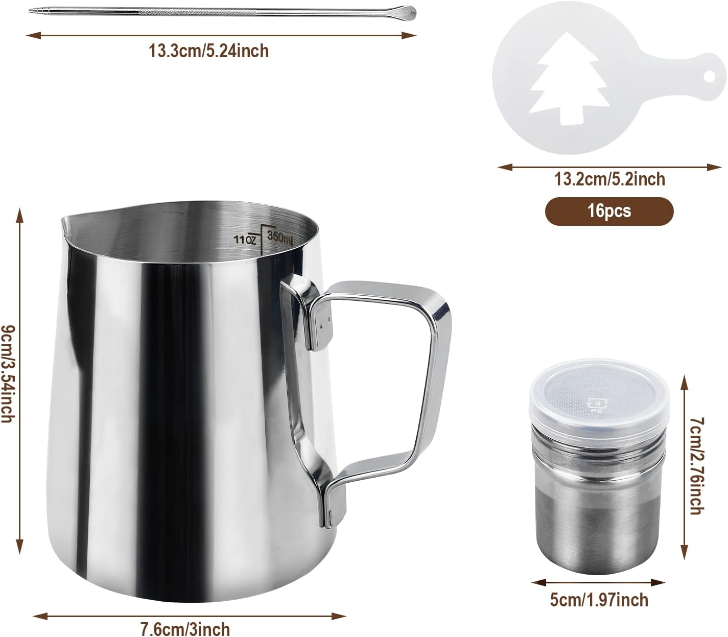 Milk Jug,Milk Jug for Coffee Machine,Milk Frothing Jug, 350ml (12oz) Stainless Steel Milk Pitcher Cup Latte Decorating Art Pen with 32 Molds for Making Coffee Cappuccino Frothing Milk Coffee Machine 3 61Q6WWAG01L. AC SL1500