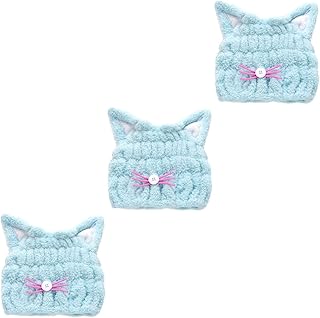 FRCOLOR 3 Pçs Toalhas De Microfibra Para O Cabelo Toalha De Secagem Rápida Touca De Banho De Secagem Rápida Turbante De Cabelo Absorvente Touca De Secagem De Cabelo De Gato Touca De