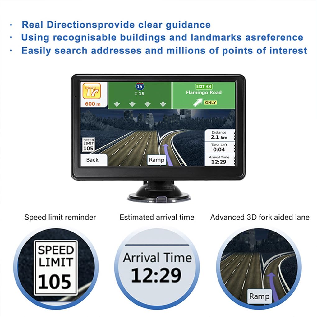 YIXANNX Sat 7in HD GPS Lane Guidance Asst Camera Lifetime Free Updates Guidance Route Options Postcode Search Map Route, Middle East — view 4
