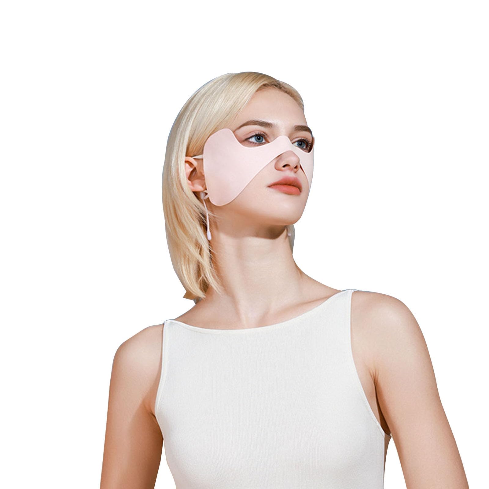 NALACAL Pink Silk Nylon Face Shield Mask for Sun Protection, Full Face Cover and Socks, Solar Facial Protector for Outdoor Activities