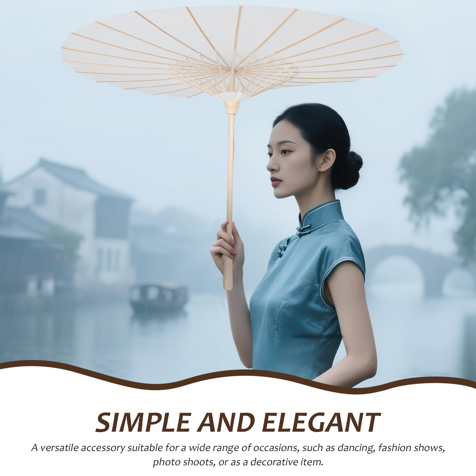 Abaodam 4 Weiße Geölte Papierschirme und Papier im Chinesisch Japanischen Stil Selbstgemacht Blank Schirm für Hochzeit Brautparty und Teambuilding Dekoration