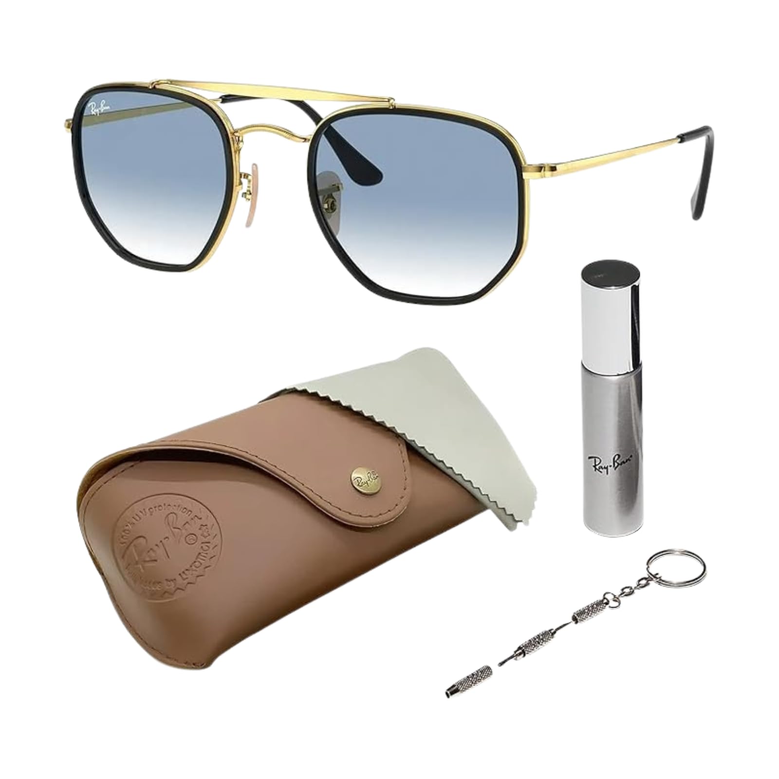 Ray-Ban RB3648M MARSHAL II Square-Round Shaped Sunglasses for Men & Women with Official RAYBAN Eyewear Kit