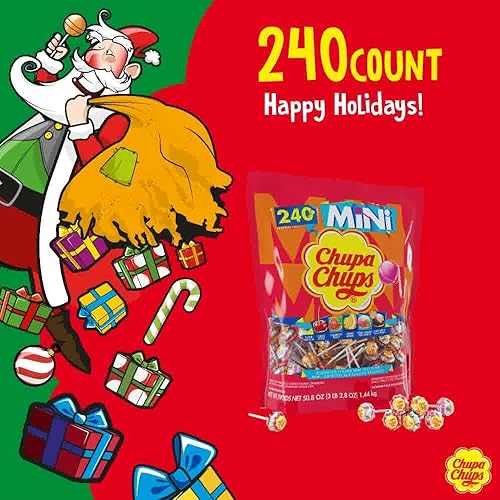 Miniatura 2 de Chupa Chups Surtido de mini piruletas de Halloween de dulce o truco, 5 sabores, dulces a granel envueltos individualmente para adultos y niños