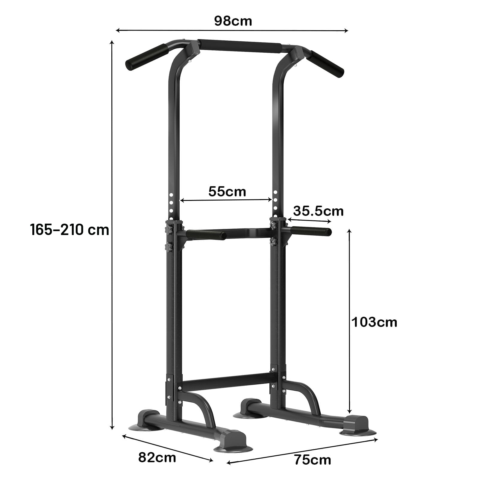 SogesPower Pull Up Power Tower Dip-Station Klimmzugstange für Zuhause | multifunktionale Dip-Unterstützung für Kraft- und Fitnesstraining zu Hause, Trainingsstation mit einstellbarer Höhe