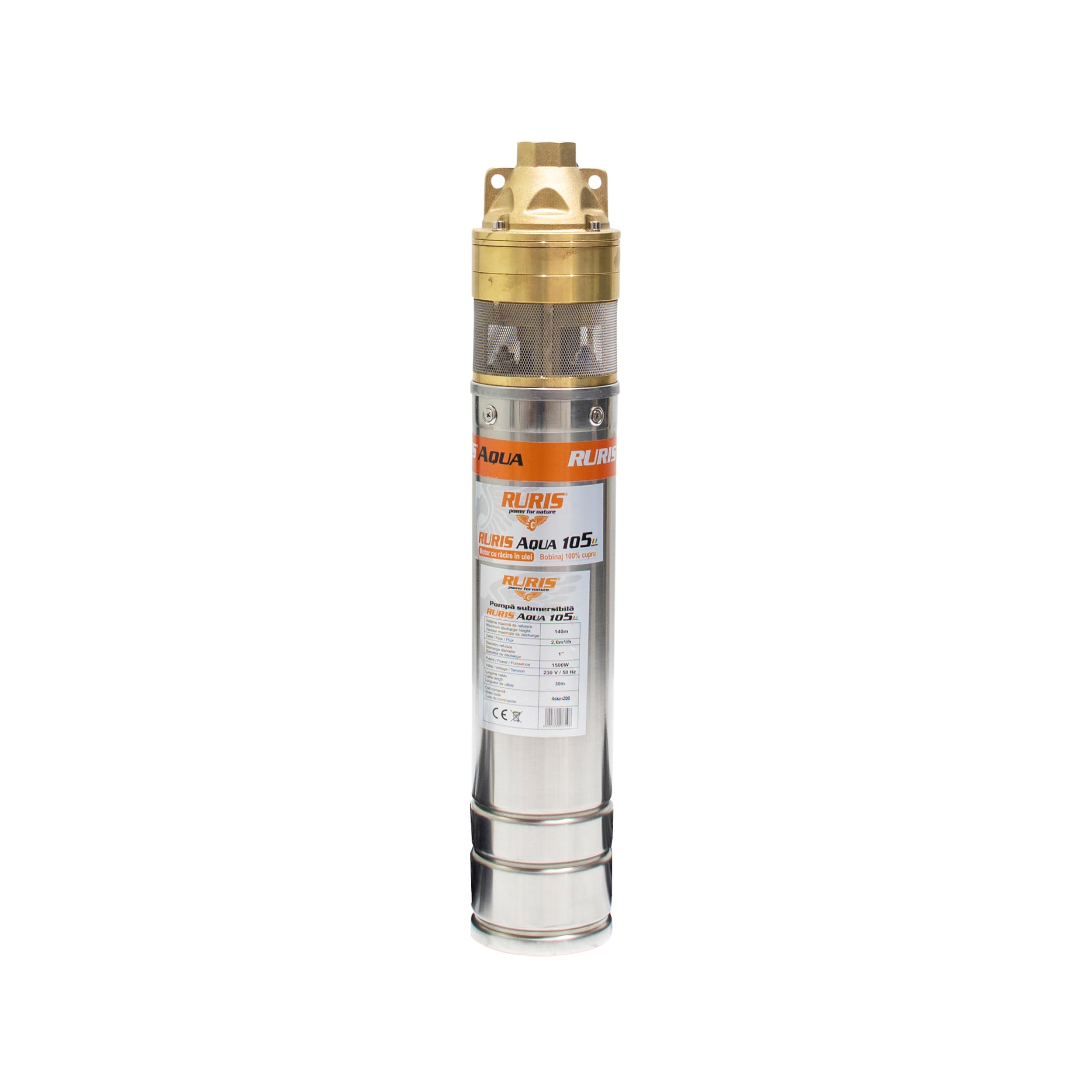 RURIS Bomba sumergible aqua 105, 1500W, 1", 2600 l/h, max 140 m, cable de 30 m con panel de control