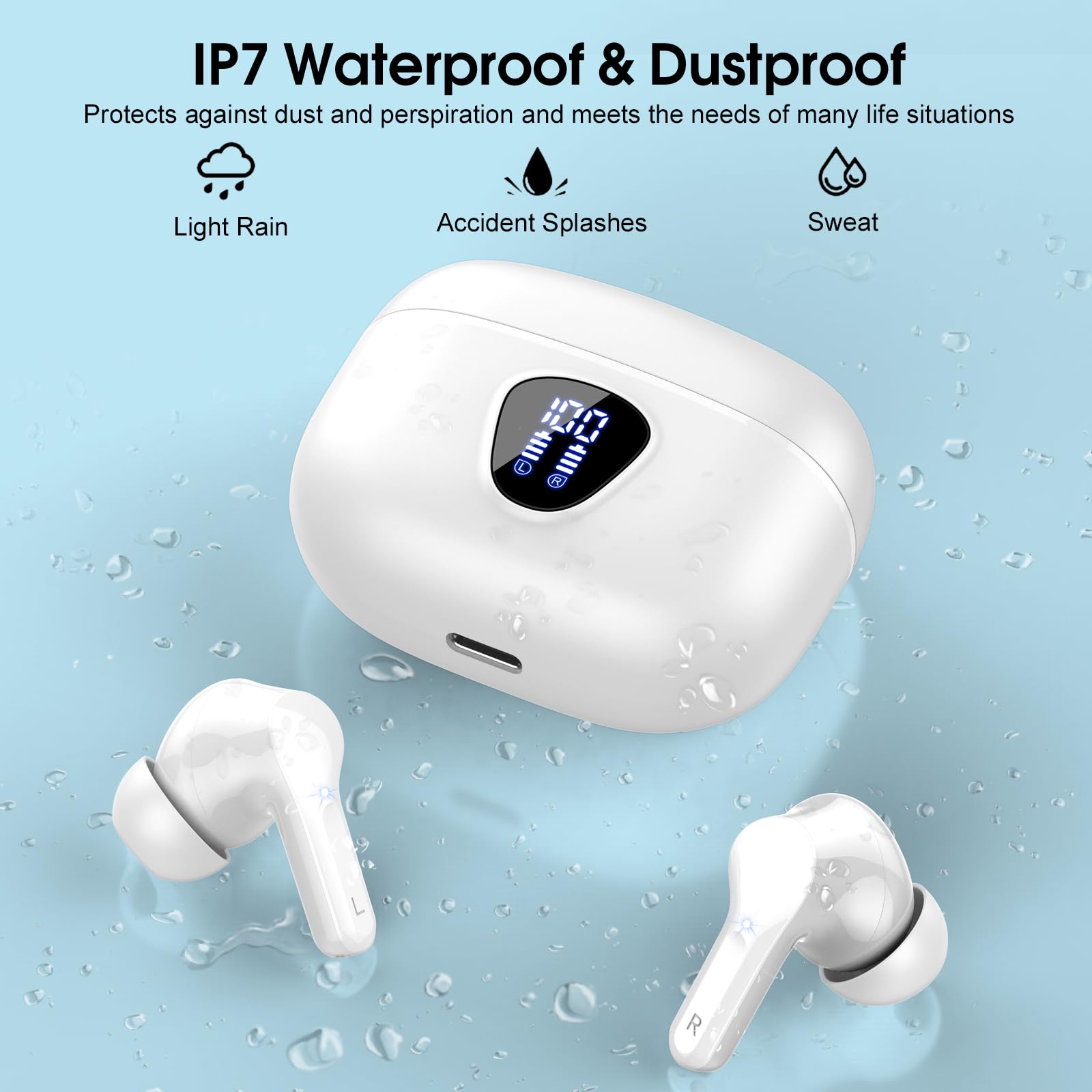 Bluetooth Kopfhörer 5.4 In Ear - 40h Spielzeit, ENC Noise Cancelling, IP7 Wasserdicht
