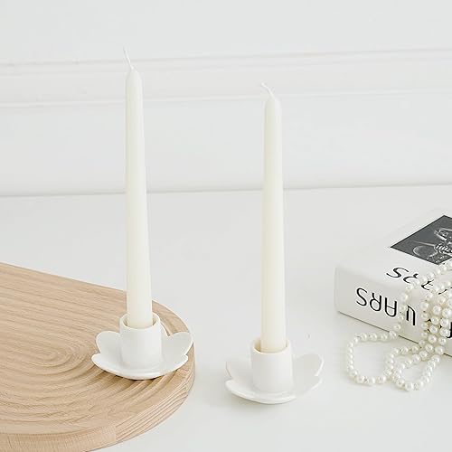 Portavelas cónicos de cerámica, centros de mesa vintage para decoración del hogar, boda, regalos de inauguración de la casa, paquete de 2 (estilo B