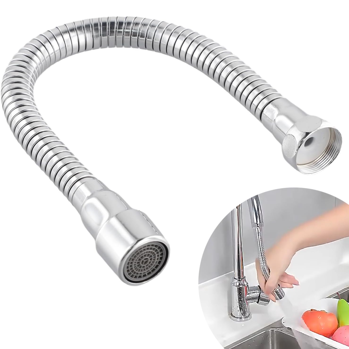 STOAT®Prolunga per rubinetto30 cm. in acciaio inox 304.Orientamento fisso.Comoda per lavare i denti, il viso e i capelli e per raccogliere l'acqua.