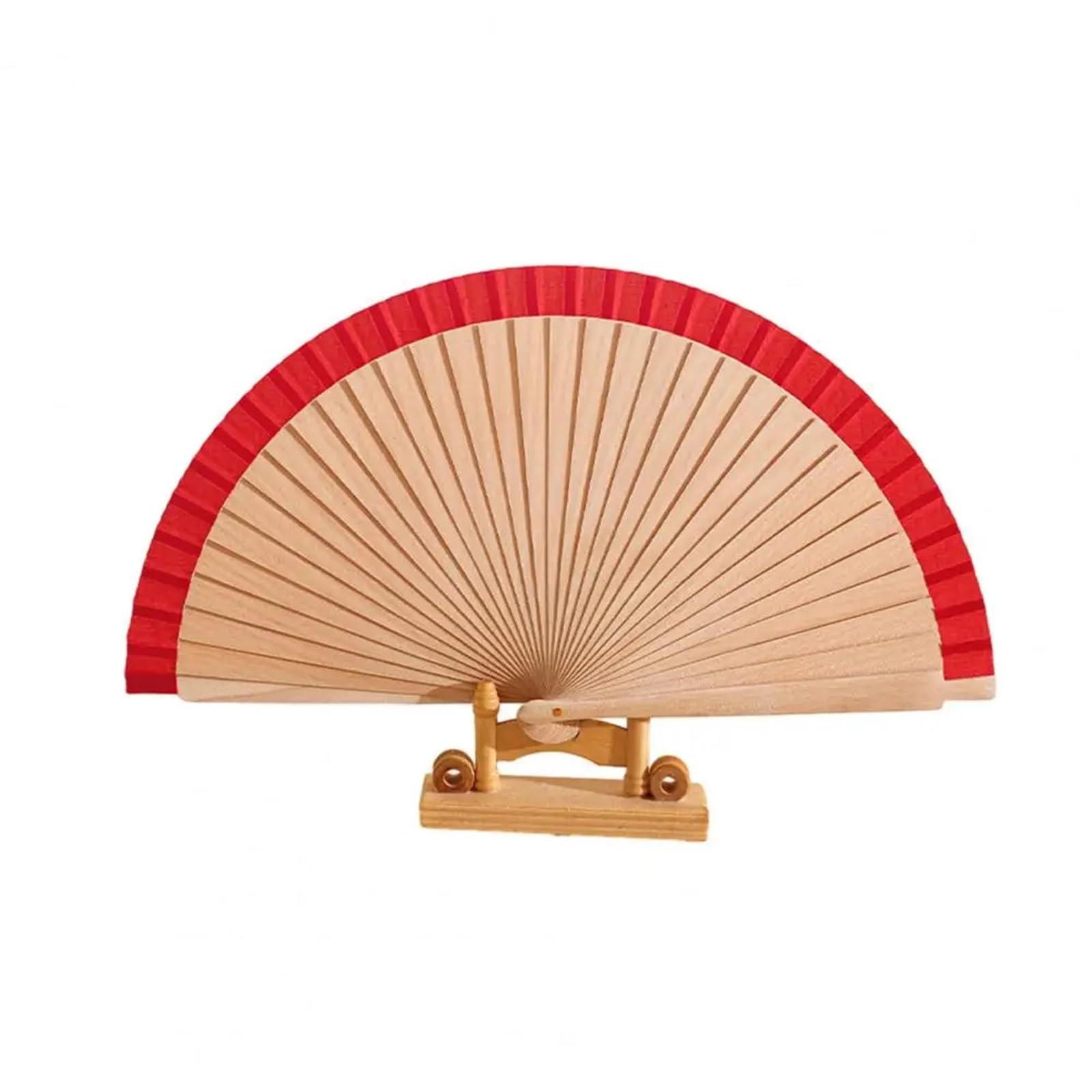 Zeahkri Folding Fans 6pcs Wooden Folding Fan Colored Hand Vintage Decorative Dance Performance Props Party Accessories for Wedding Performance Dancing(Red)