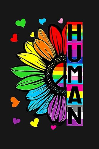 LGBTQ+ Notebook: Sunflower Peace Sign Human Rainbow Pride Notebook Notebook Gay Lesbian Bisexual Pride Month Rainbow A5 Lined 120 Pages Notebook (LGBTQA+ Collection)