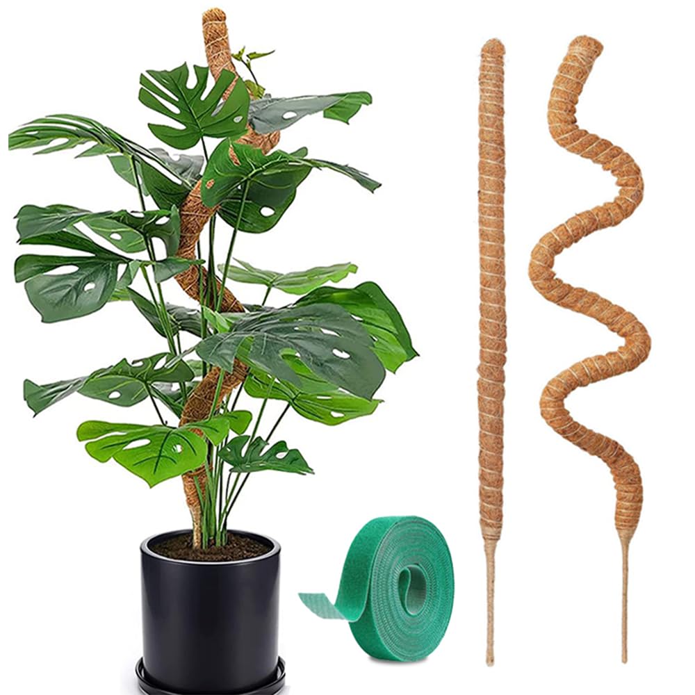 Photo 1 of 2 Pack 28" Bendable Moss Pole for Monstera Plant Support, Coco Coir Stakes for Climbing Plants, Indoor Trellis for Pothos, Philodendron & Houseplants – Adjustable Plant Support Kit