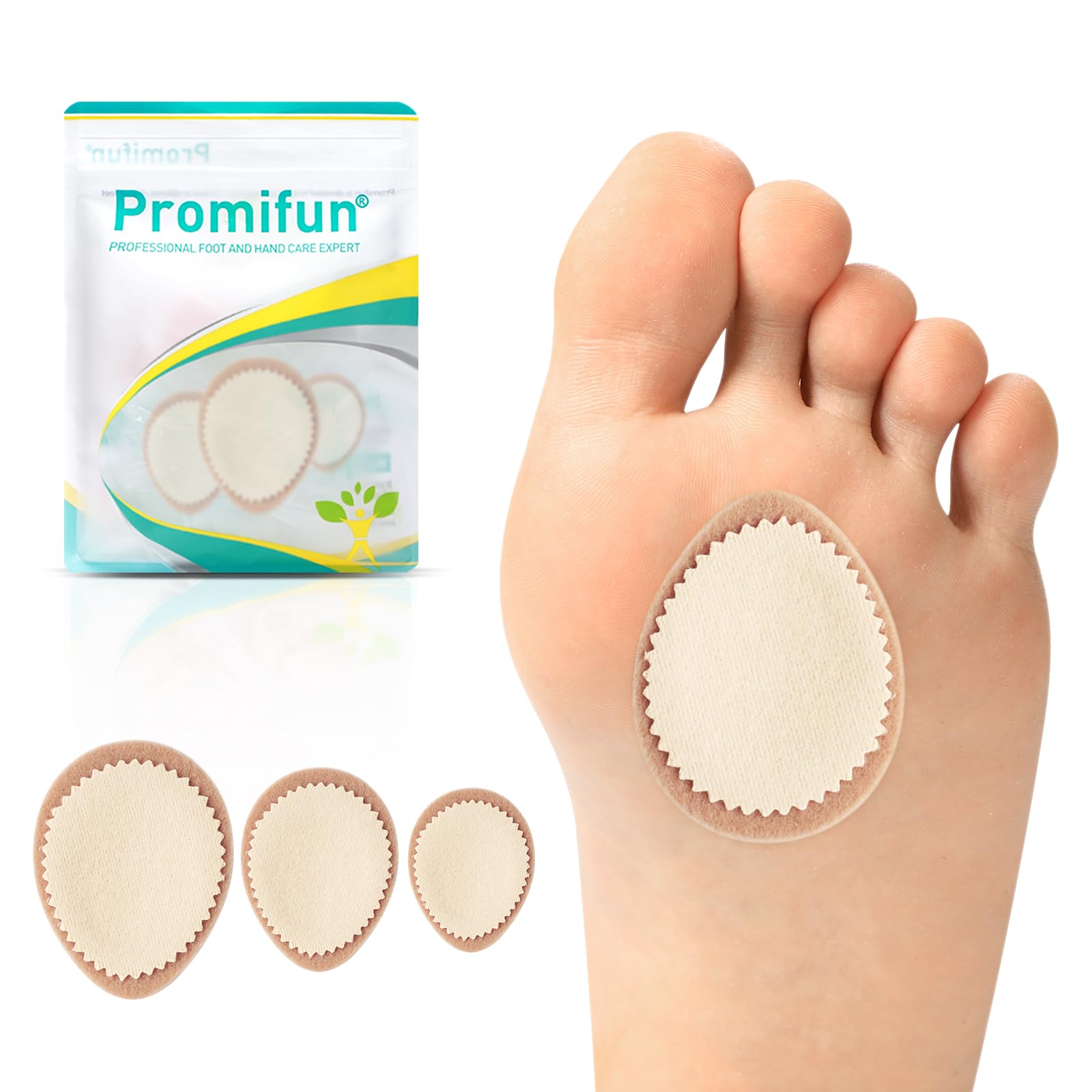 Tiritas para callos – 12 unidades de fieltro médico premium con adhesivo hipoalergénico – Alivio del dolor y eliminación de callos de dedos, talones y plantas – Multitallas, beige