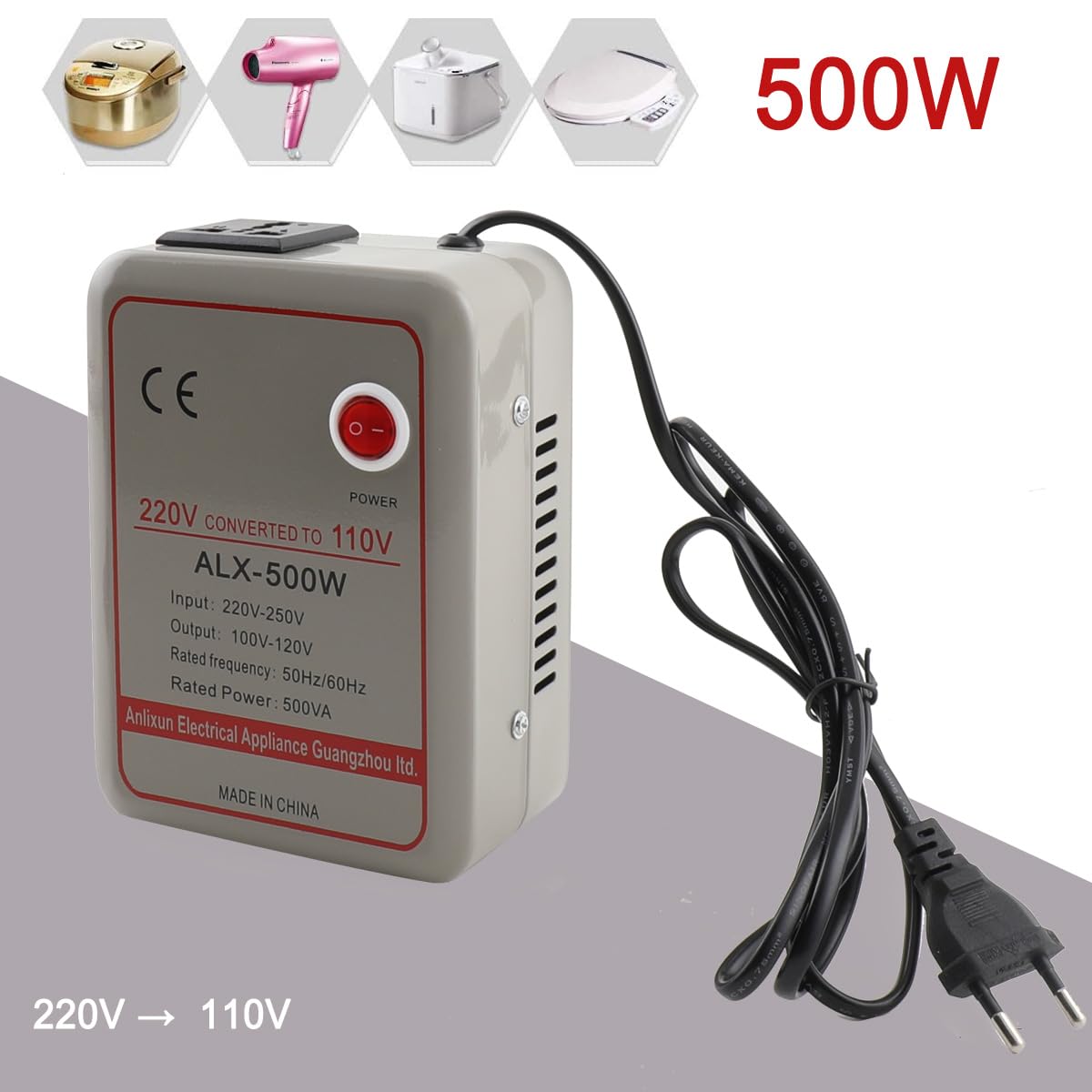 Transformador 220v a 110v Convertidor De Voltaje 500w Transformador Convertidor De Voltaje Abajador Convertidor De Tensión De Alimentación