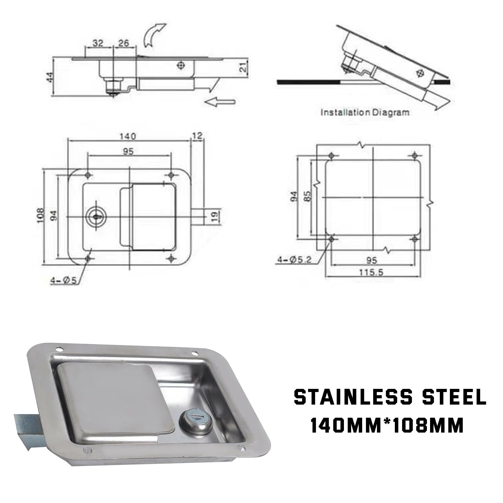 Trailer RV Travel Lock, Stainless Steel RV Door Latch - Image 3