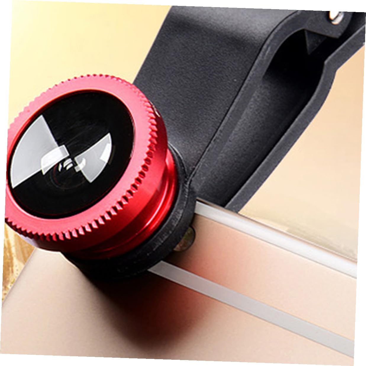 2 Sets Mobile Camera Lens Kit with Macro Wide Angle Fish Eye Lenses for Smartphones Red Lens Black Clamp Enhance Close-up Expansive Shots