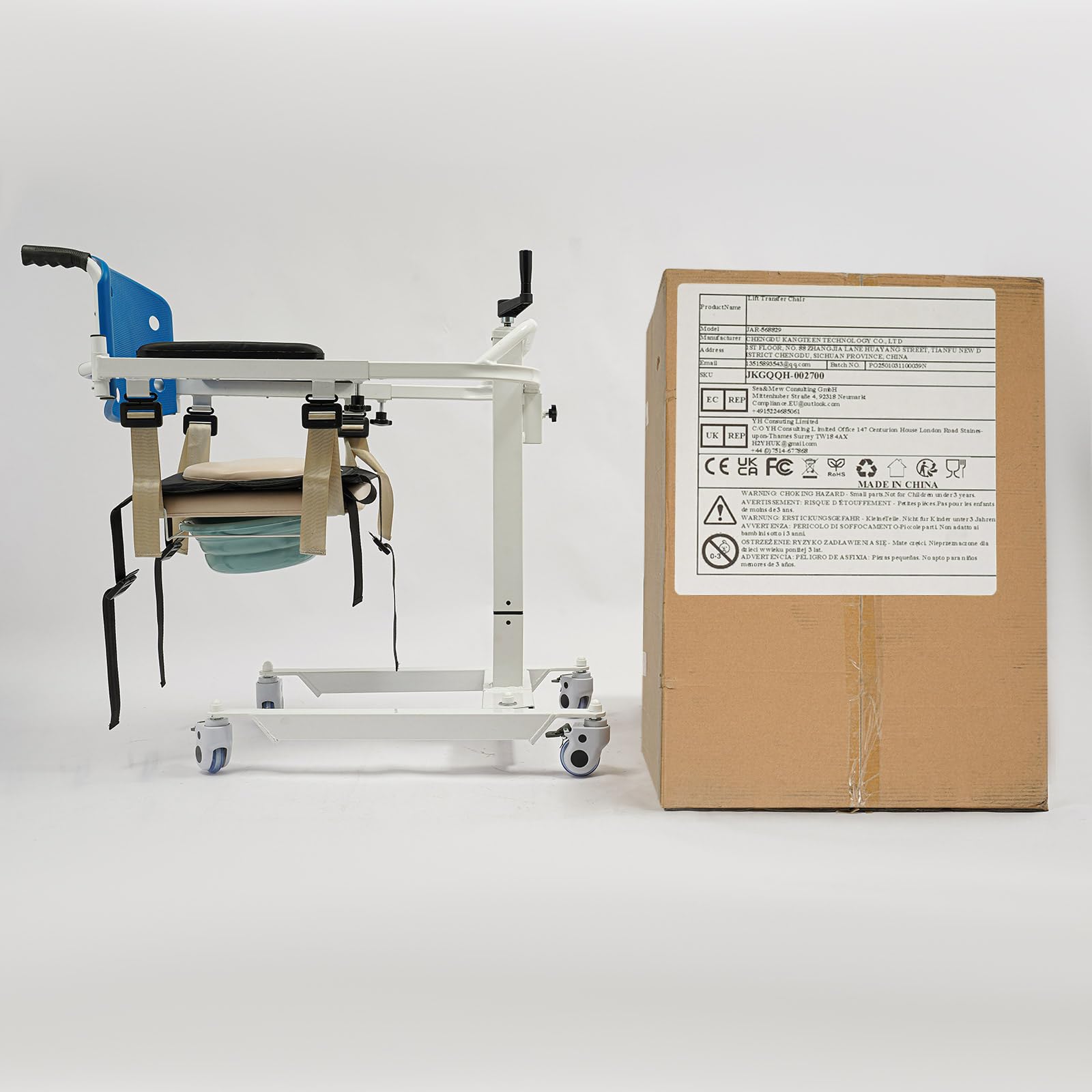 Silla de traslado para pacientes, capacidad de carga de 120 kg, altura ajustable, independiente, con ruedas, silla de transporte, silla de aseo para personas mayores, discapacitados, para cuidados