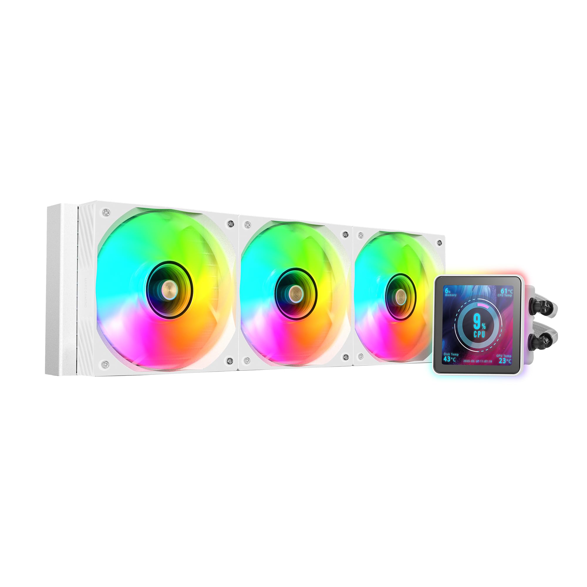 Mars Gaming ML-VISIONPRO360, Raffreddamento a Liquido AIO, TDP 600W, 3x Ventole ARGB 120mm FDB con Nucleo in Rame e Alluminio, Schermo LCD IPS 4” Rimovibile, Opti-Chamber 3a Generazione, Bianco
