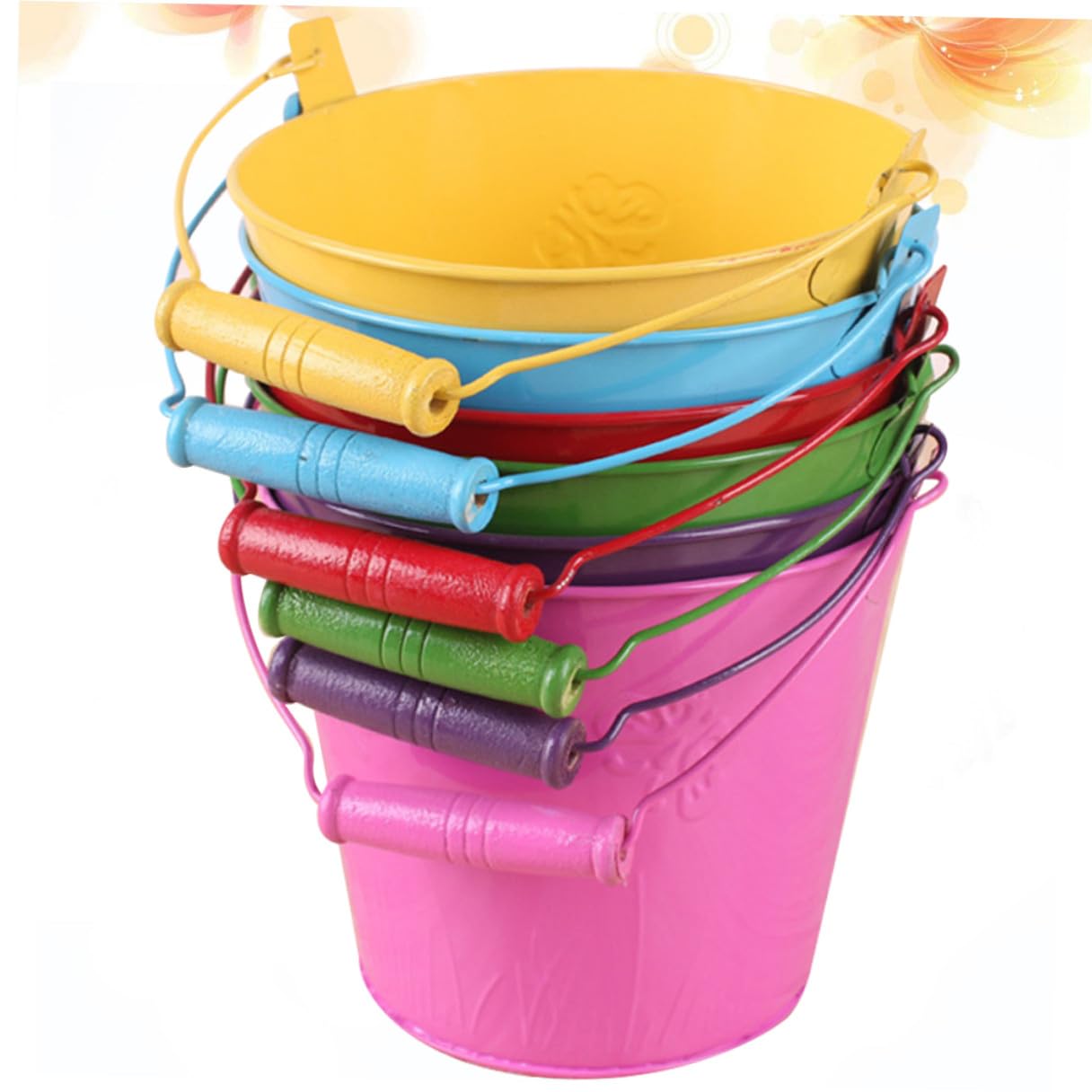 Seau de Plage pour Garçon et Filles 6pcs en Tinplate, Jouet de Plage Léger | Vacances, Jouet Exterieur à Sable Extérieur, Jouets de Sable et Eau Tout-petits Couleur Aléatoire