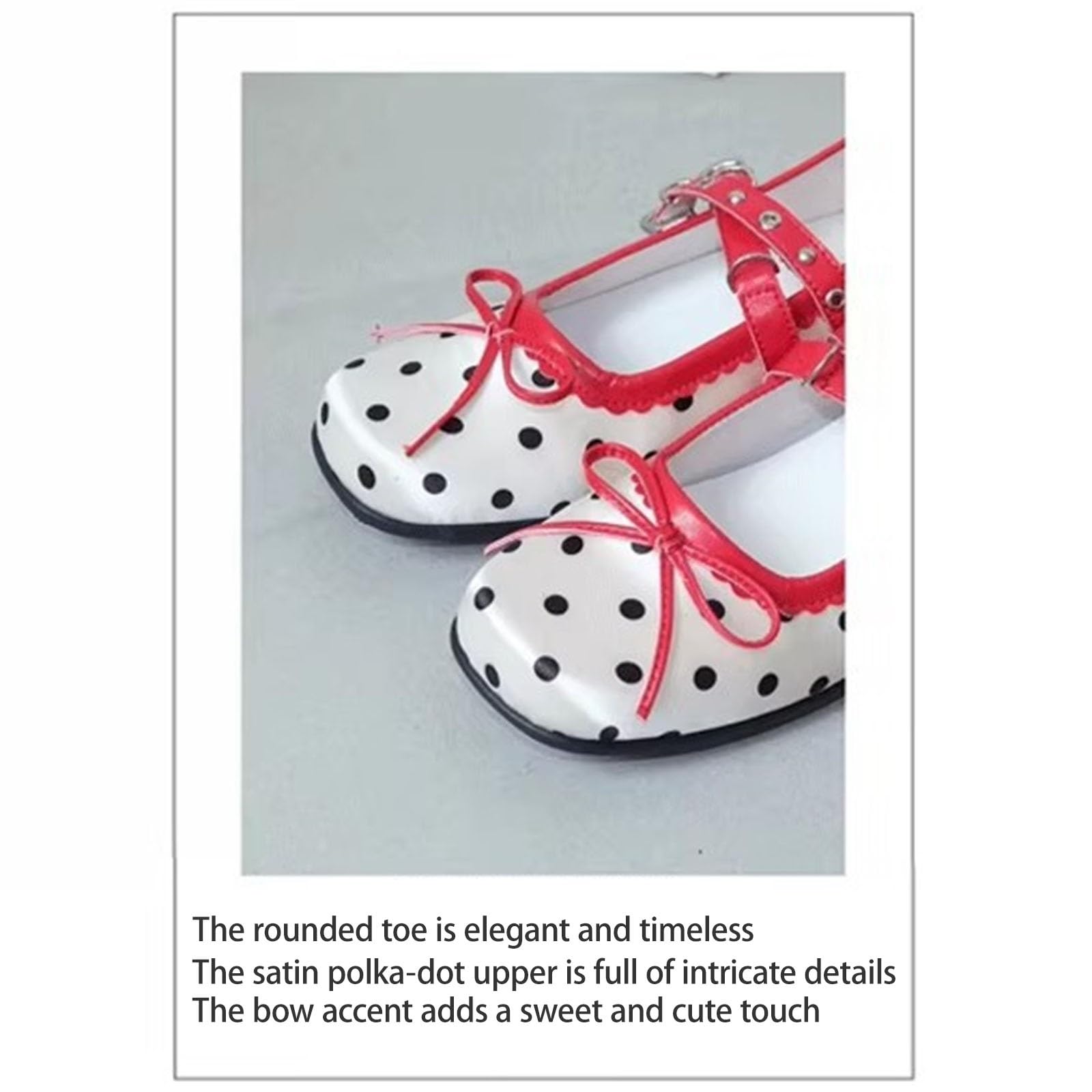 Scarpe Mary Jane A Pois Rossi Raso Suola Morbida Ballerine Donna