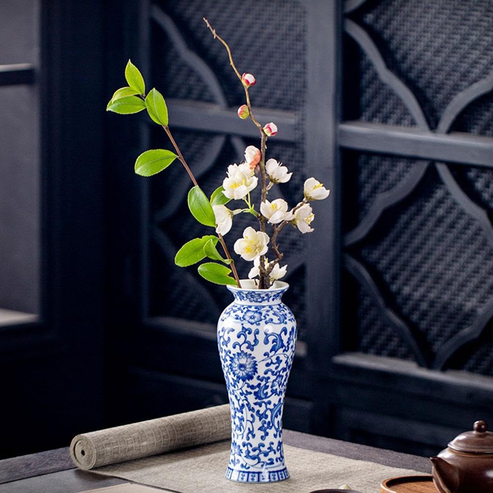 Amazon.co.jp: ヴィンテージブルーとホワイトの花瓶、シノワズリブルー