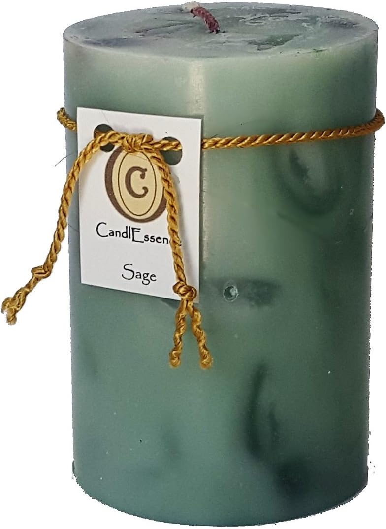 Handmade Scented Candle - Long Burning Pillar - Sage Scent (Set of 3)