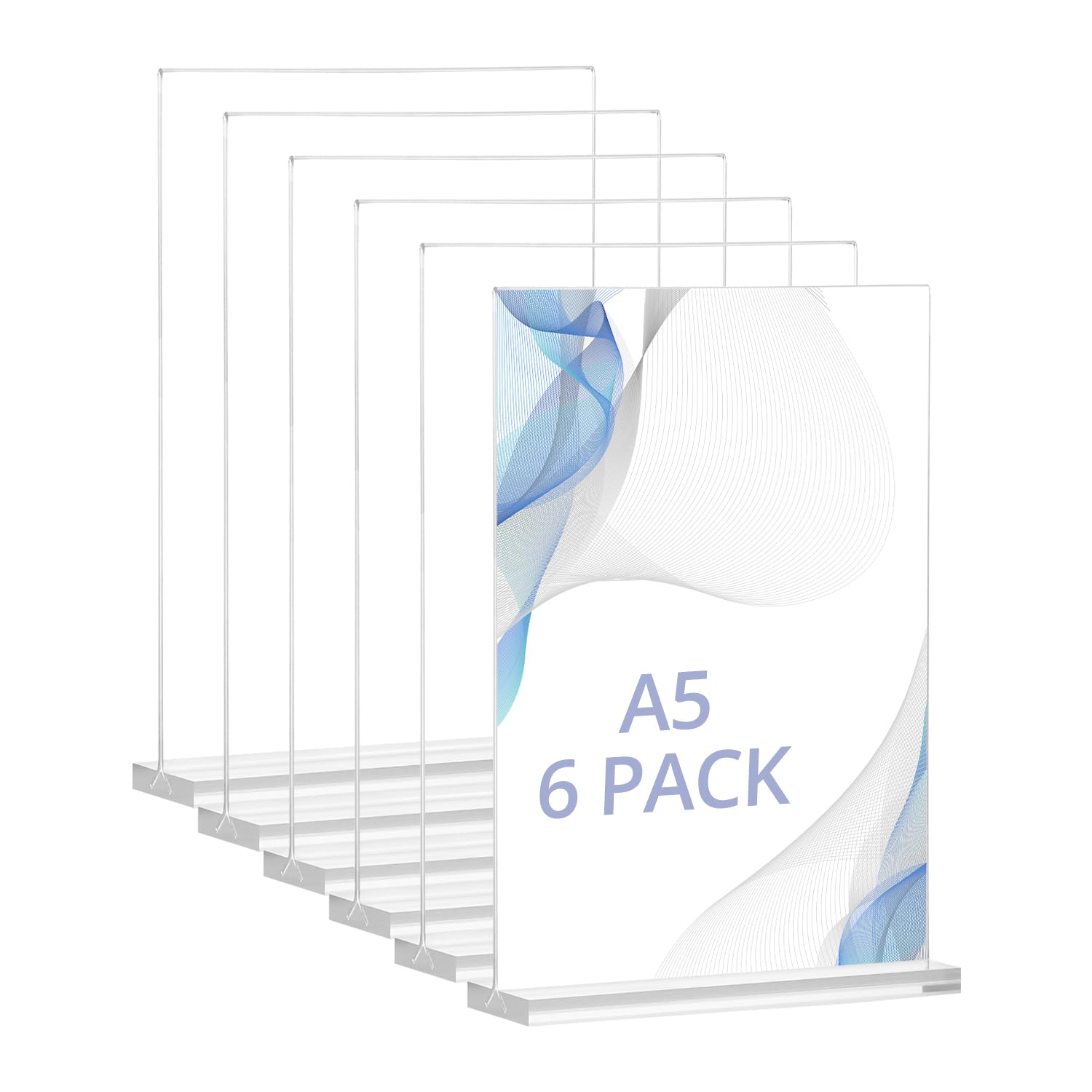 QWORK® 6 pièces supports de table acrylique, A5 présentoir de double face, supports de panneau, pour bureau, magasin, restaurant
