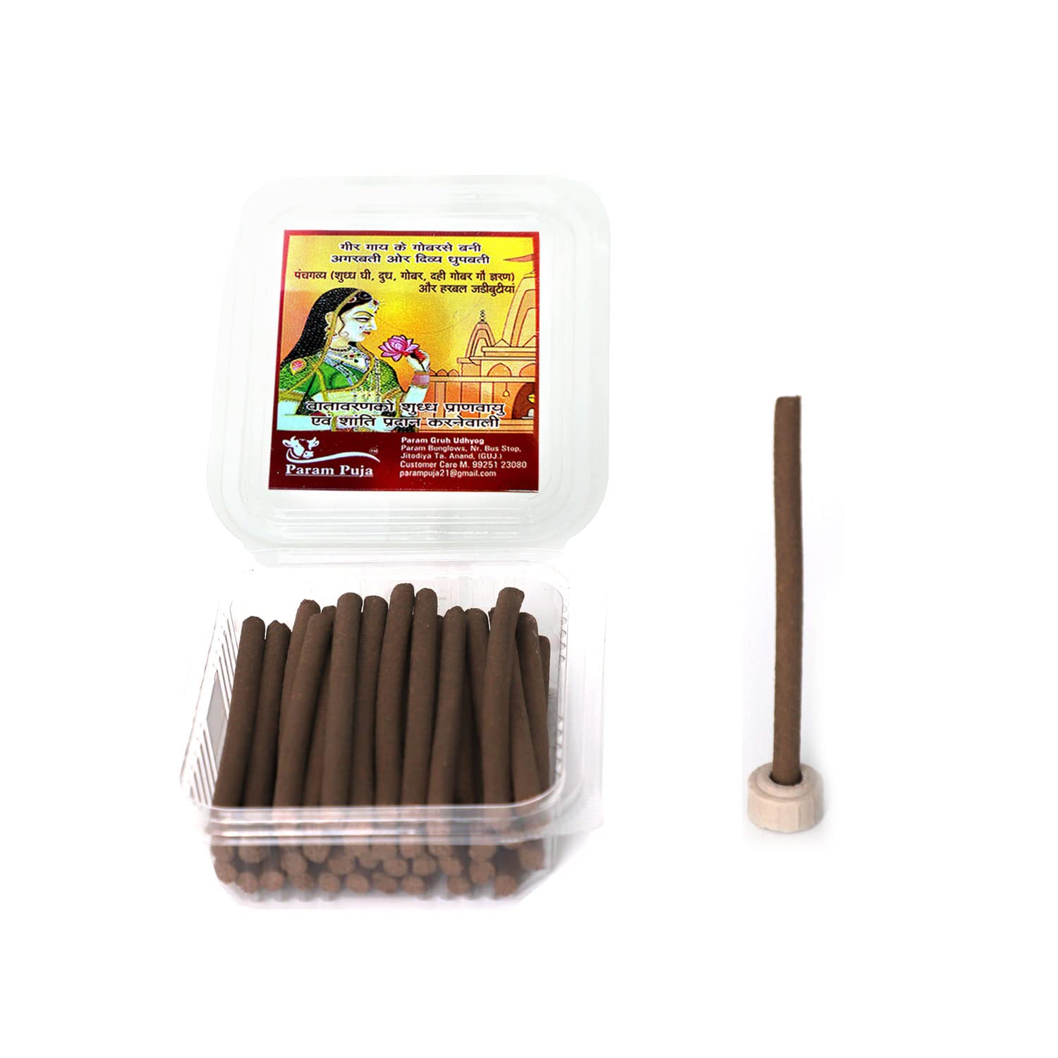 PARAM PUJA Sarnam Dhoop Stick Gir Cow's Dung & Natural Herbs Premium Fragrance, Essential Oils (Pack of 2)