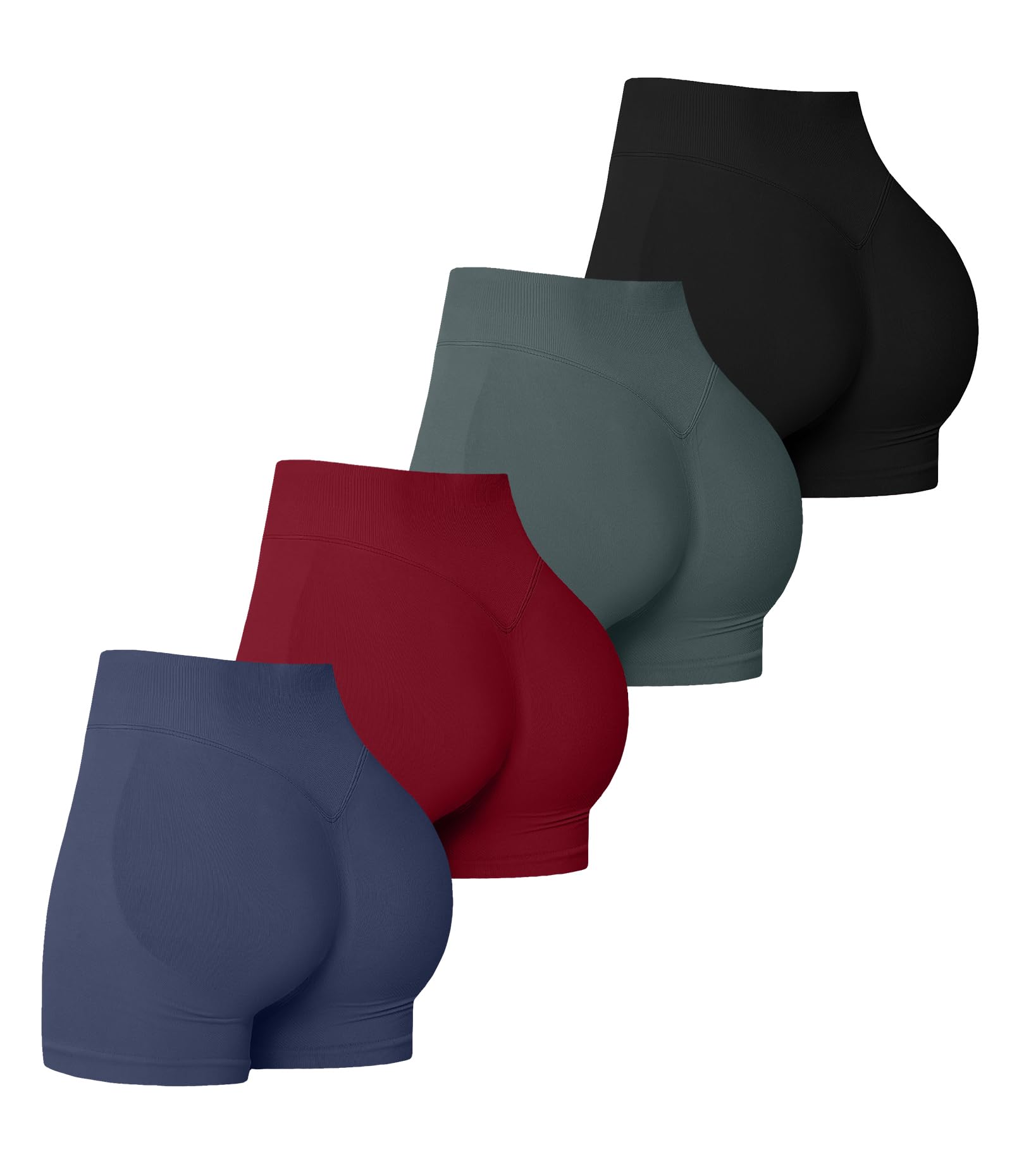 Photo 1 of YWBIN 4 Pack Women Workout Gym Impact Shorts Seamless Scrunch Butt Lifting Gym Yoga Shorts SMALL
