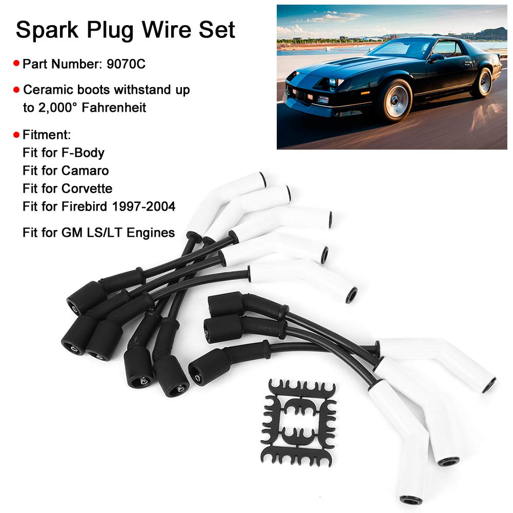 Set Cavi Candela 9070C con Resistenza 500 Ohm/piedi per Motori GM LS/LT, Adatti per gli Appassionati di F-Body