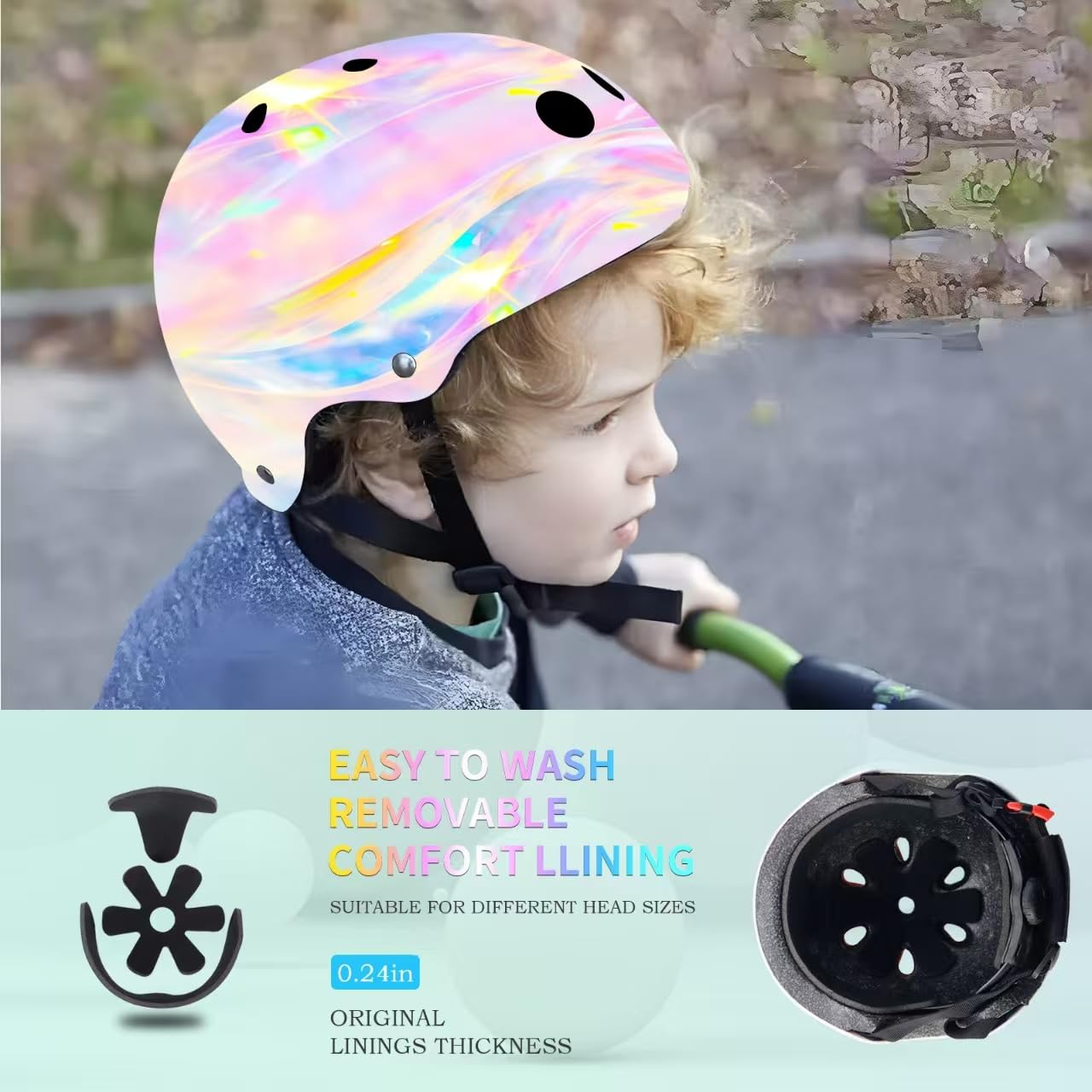 Casco de bicicleta ajustable para niños con rodilleras, almohadillas para codos, protección de muñeca, casco para niños de 3 a 5 a 8 a 14 años, ideal para patinaje, ciclismo, ciclismo, patinaje, para
