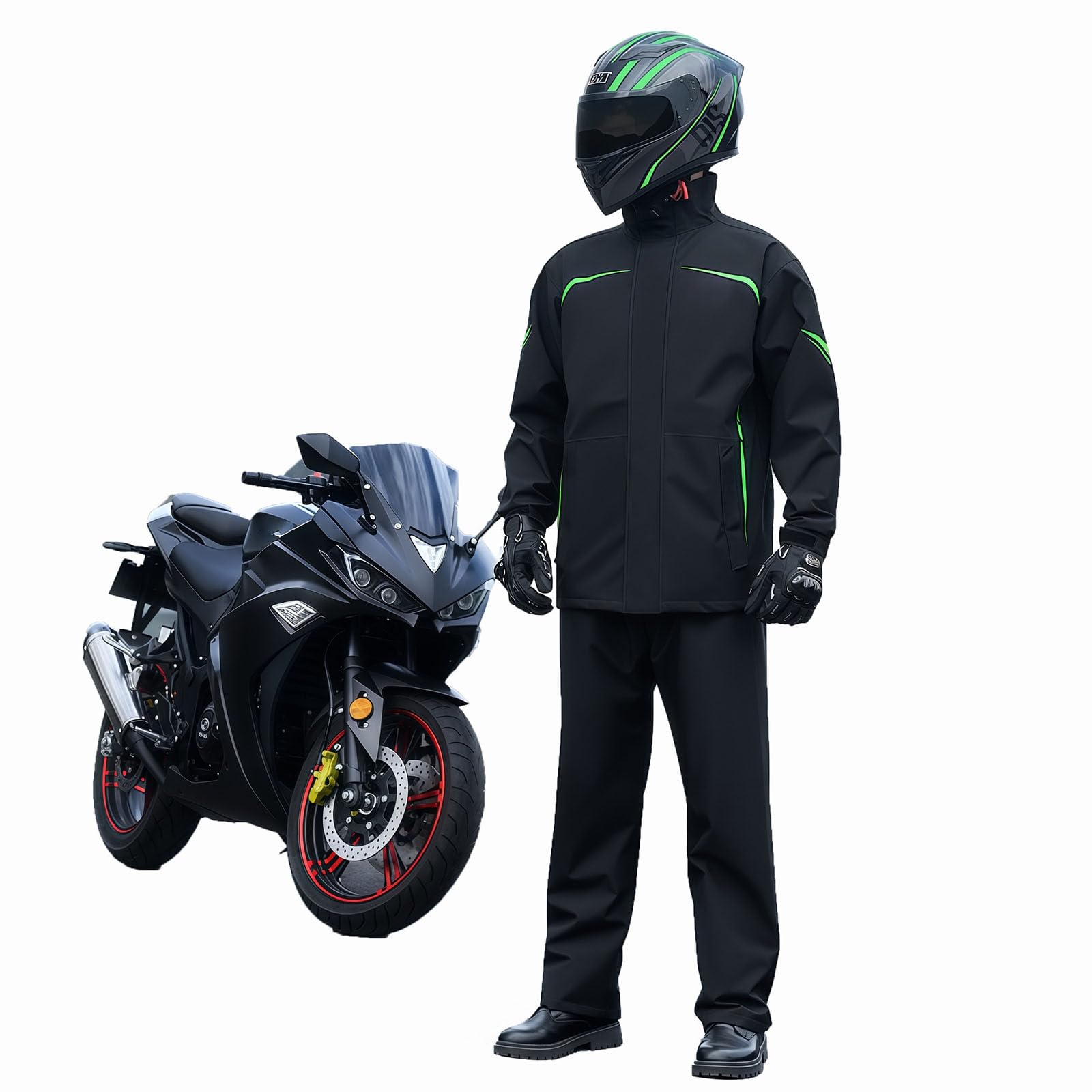 Générique Ensemble de vêtements de Pluie Haute visibilité, résistants déchirures, pour Adultes, Travail en Plein air et Combinaison de Pluie Respirante Contre Les tempêtes