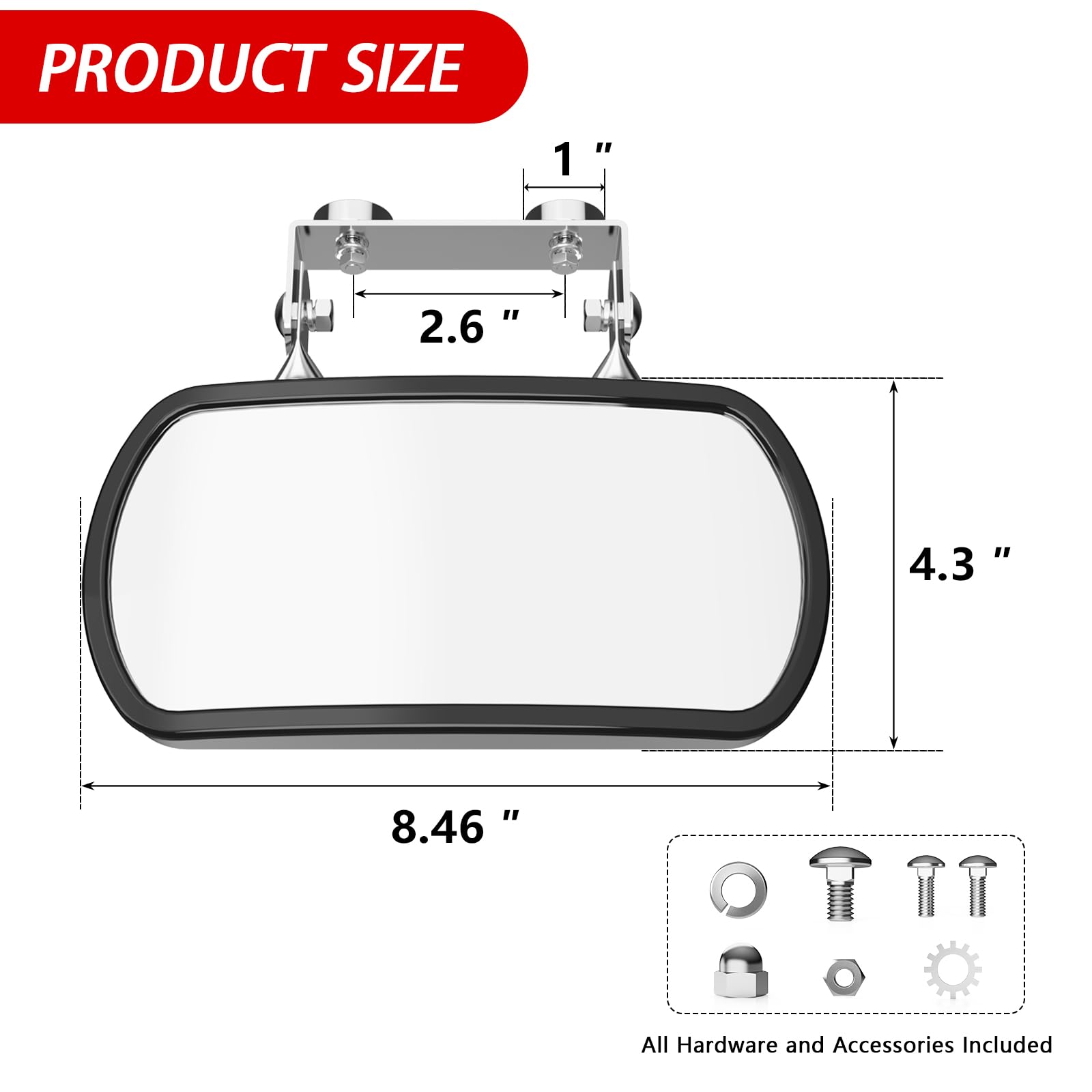 Lifronkit Stainless Steel Tractor Mirror | Convex Rearview & Side Mirror For Tractors, Forklifts, Trucks, Boats - View #4