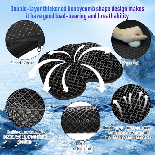 Image of Kayak Seat Cushion, Thicken Anti Slip Waterproof Gel Kayak Seat, Portable Canoe Rowing Rubber Dinghy Pad for Stadium Sit in Kayak Inflatable Fishing Kayak Canoe Kayak Accessories