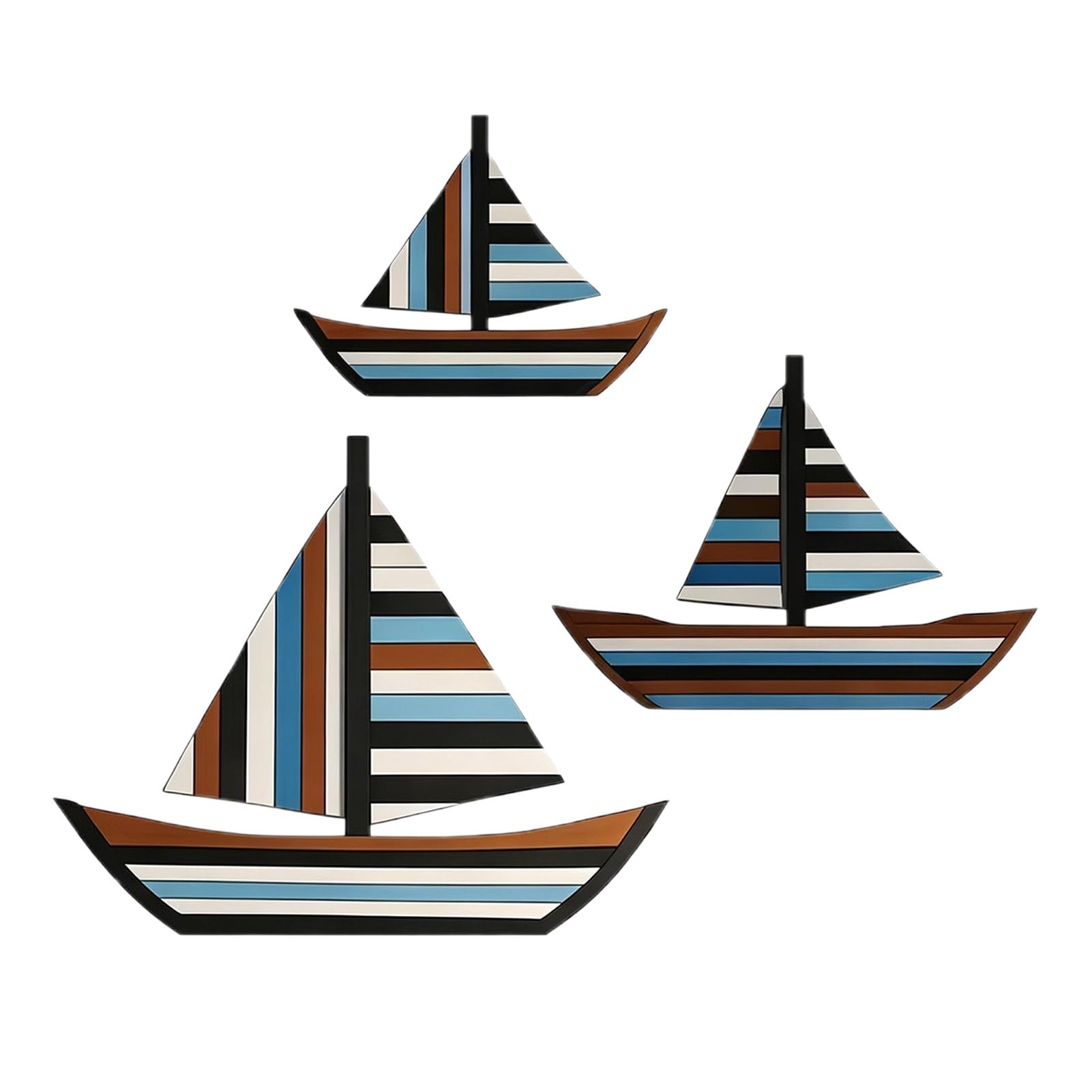 3 Pcs Wooden Sailboat Wall Decor Coastal Nautical Hanging Sailboat Wall Art Rustic Ocean Shipping Boat Sculpture for Home
