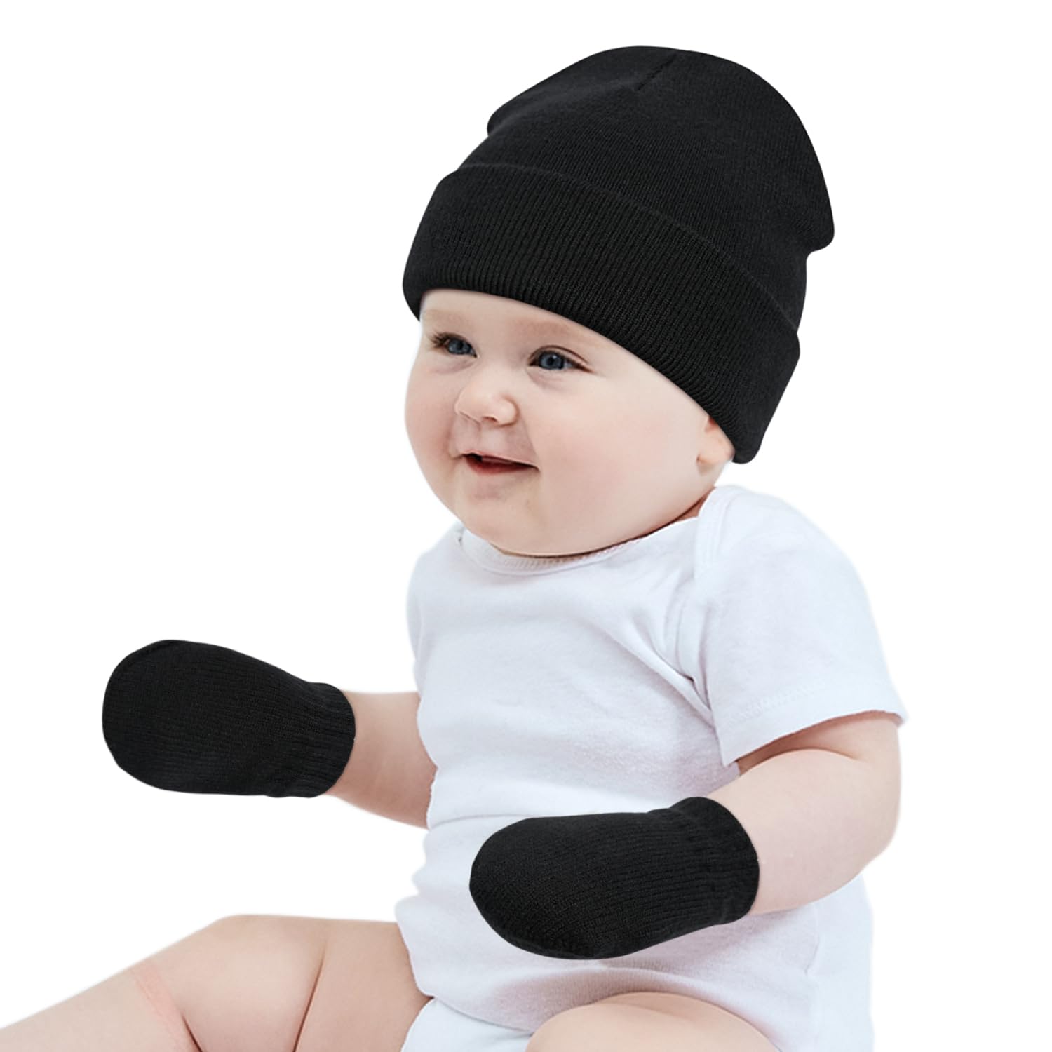 Baby Beanie Hat Gloves Set, Kids Winter Warm Knit Hat with glvoes,Toddler Soft Beanie for Little Boys Little Girls Children