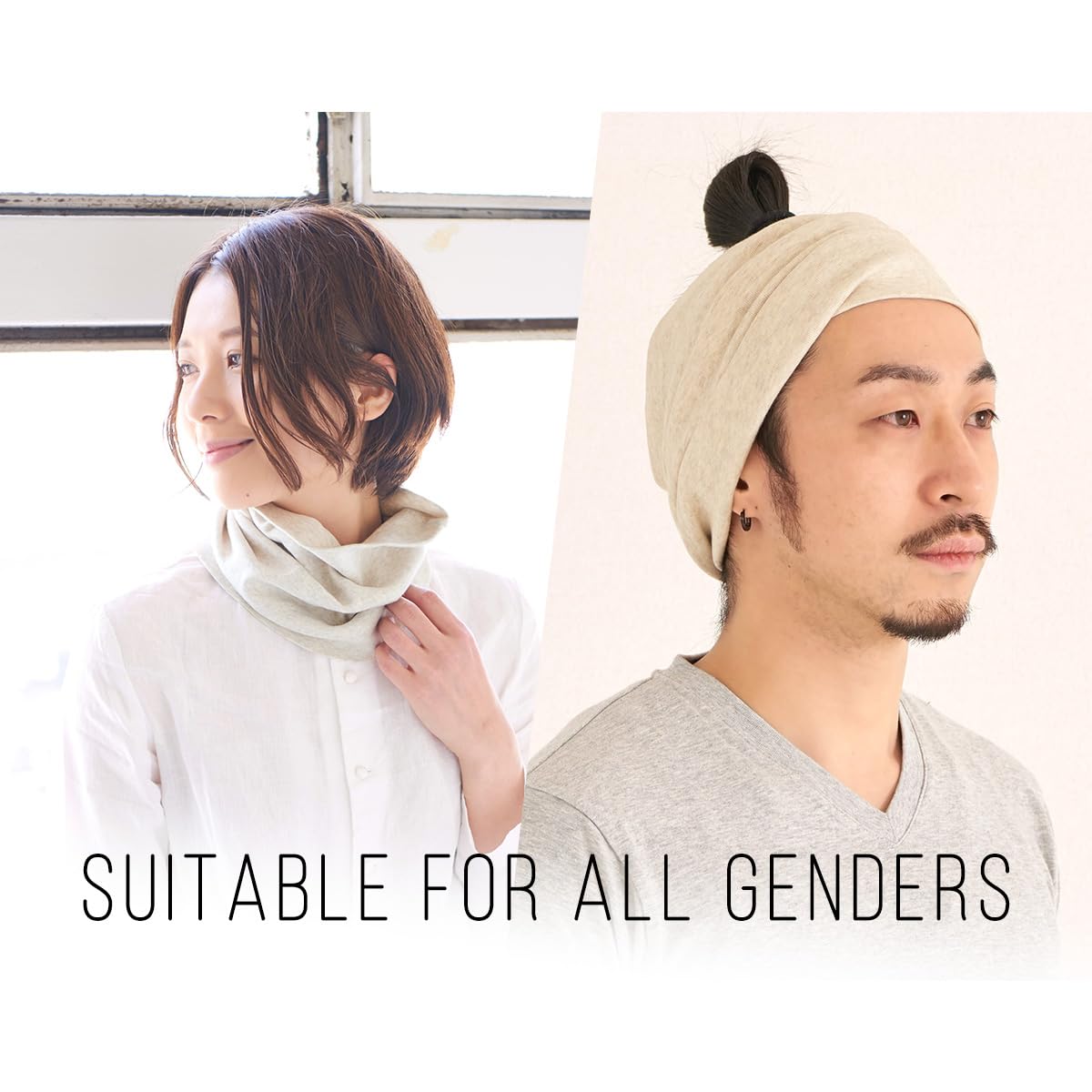 Braga Cuello Para Hombre Et Mujer, 2 IN 1 Bufanda Et Cinta Para Cabeza Más Cálido Orgánico Algodón Hecho En Japón