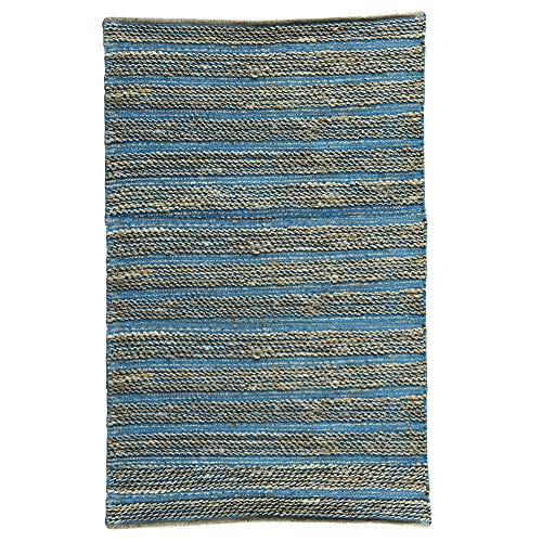 GAURI KOHLI - Alfombra de yute trenzada a mano, color azul turco