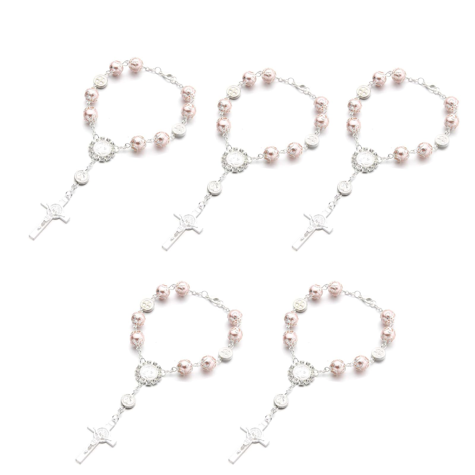 Bracelet Croix Catholique Élégant Floatdream - Perles Charmantes Pour Communions, Baptêmes, Confirmations Et Anniversaires