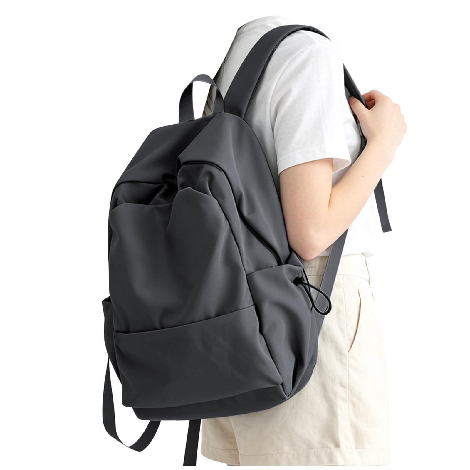 HYC00 Schulrucksack Mädchen Jungen Rucksack Schule Teenager Wasserdicht | Schultasche Mädchen Leicht Laptop Rucksack Damen für Die Uni Schule 14" Laptopfach School Backpack Casual Daypacks,A-Grau