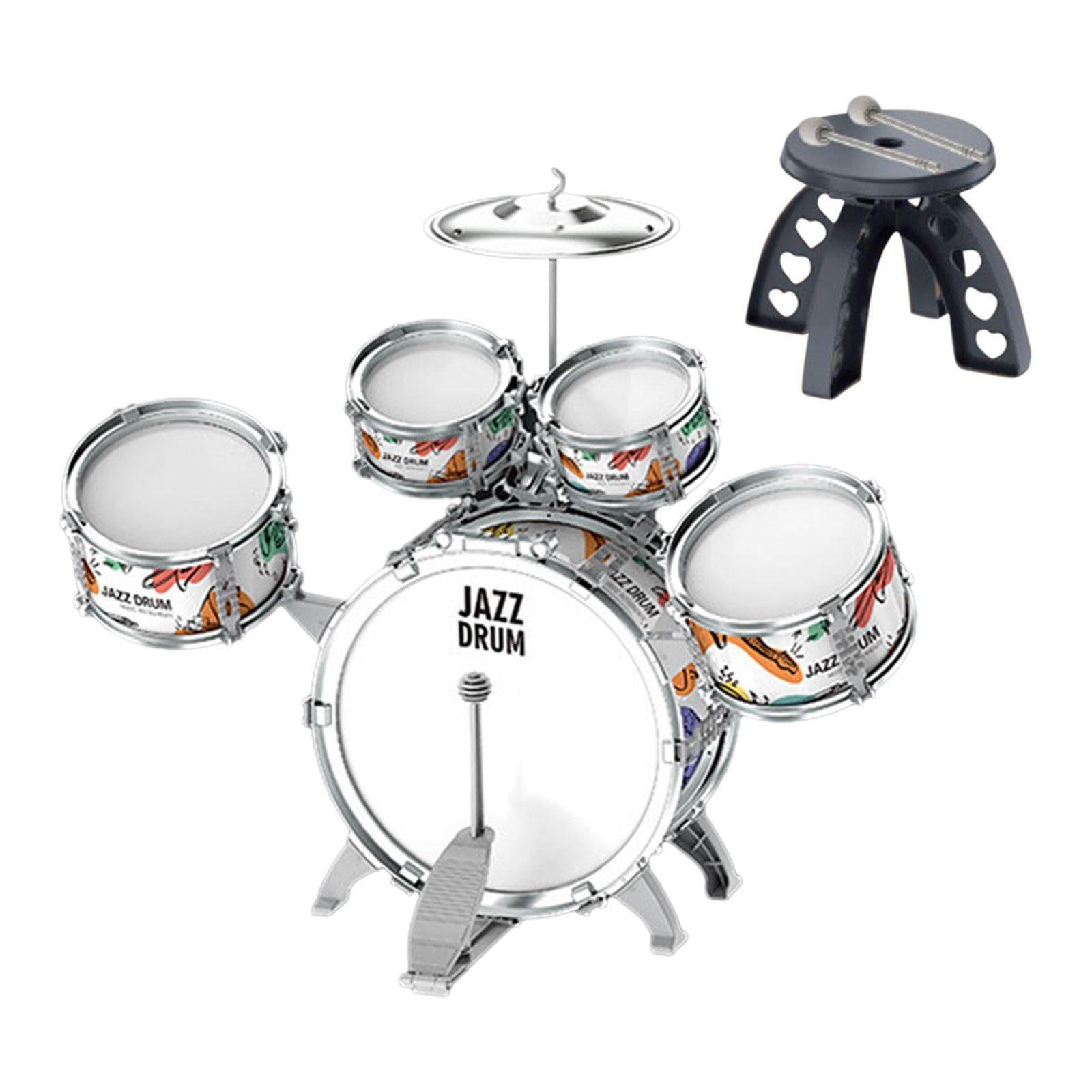 Schlagzeug Sets für Anfänger mit Hocker – Ideal zum Üben von Spielfertigkeiten zu Hause – Geburtstagsgeschenk für junge Musiker – Partygeschenk – Gastgeschenk, Stil B